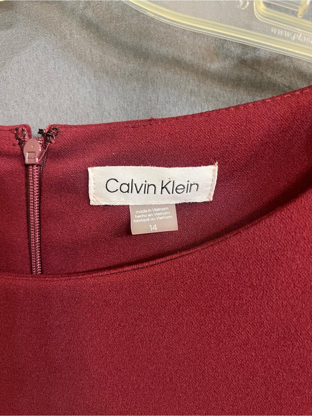 NWT Calvin Klein Women's Burgundy flutter Sleeve wide leg  belted Jumpsuit sz 14 - Picture 3 of 8